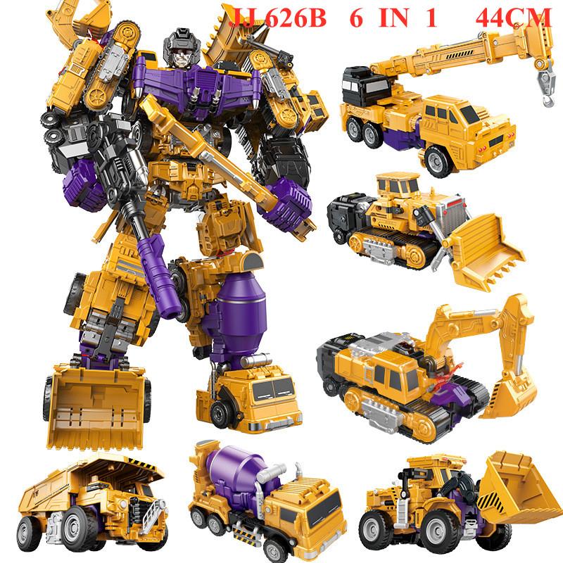 Jinjiang New Transformation Toys Boy Anime Devastator Movie Action Figure Model Car Robot Engineering Vehicle Kids Gift 6 in 1 Poseable Articulated