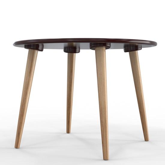 60.96 Cm Round Coffee Table End Table, Modern Tea Side Table Furniture, Wooden Table with 4-Legs