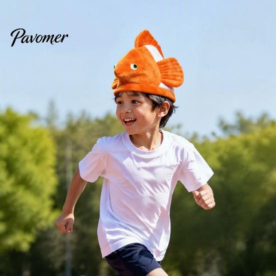 Cappello a forma di testa di peluche, Cappello a forma di pesce pagliaccio in peluche, Cappello costume da pesce pagliaccio di Halloween per bambini Cosplay Adulti, Travestimento per spettacoli teatrali Feste Morbido