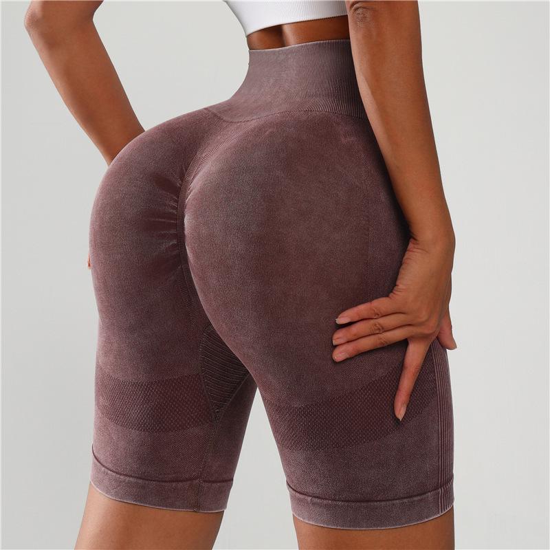 Frosted Seamless Yoga Pants: Women's Quick-Dry Butt-Lifting Sports Shorts & Three-Quarter Pilates Pants