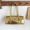 Women's Crocodile Pattern Handbag: Elegant PU Leather Top-Handle Satchel with Gold Lock, Retro Shoulder Bag for Work & Commute
