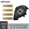 Sanda Men's Multifunctional Shockproof Waterproof Sport Watch with Alarm Clock and Black Technology.
