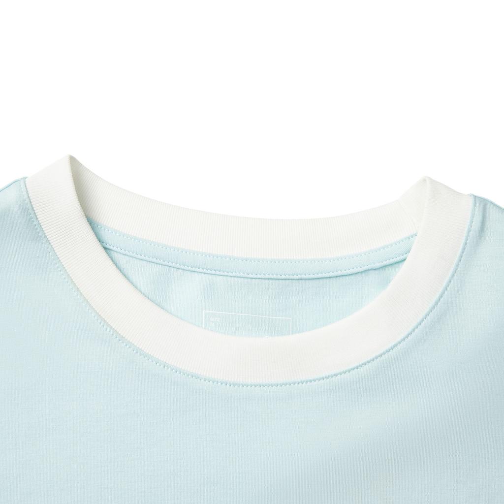 Li Ning Sports Lifestyle Series Solid Color Breathable Versatile Short Sleeve T-Shirt Women T-Shirt Light-Sky-Blue AHSV184-2