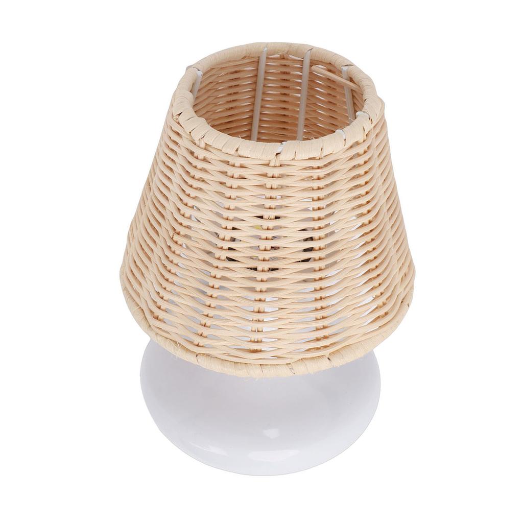 Rattan Nachttischlampe Vintage   Bambusoideae Gewebte Beistelltischlampe für Schlafzimmer Wohnzimmer