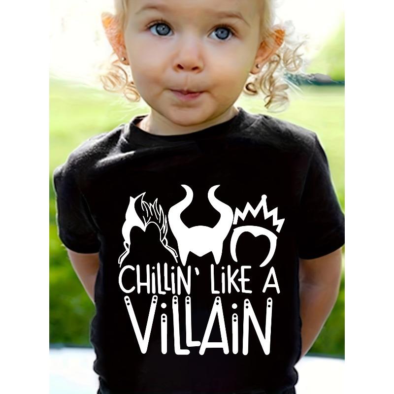 European sizes Summer Casual Round Neck Cotton T-shirt, Moderate Stretch, Regular Fit, Creative Cartoon Letter Print, Suitable for Children 110 чёрный