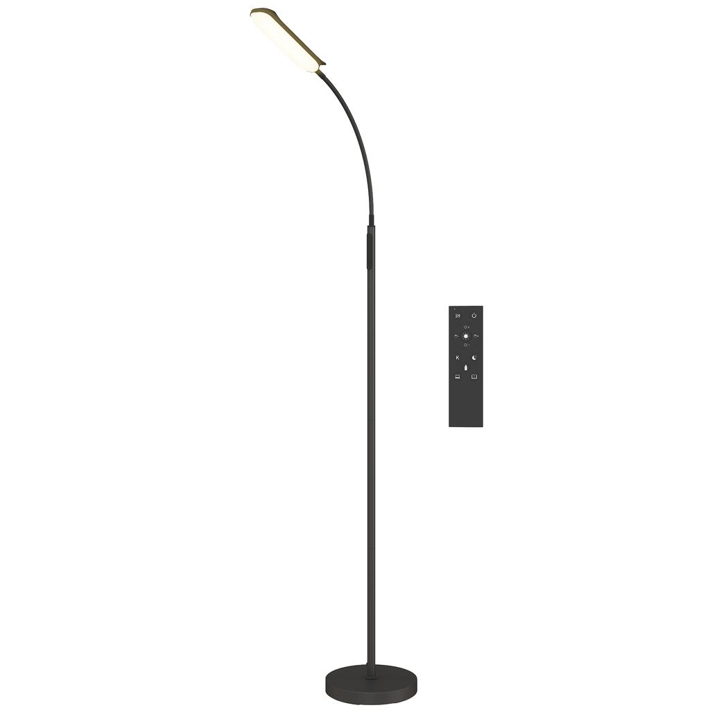 Lampada da terra per soggiorno con telecomando, controllo touch, temperatura colore e luminosità regolabili, nera