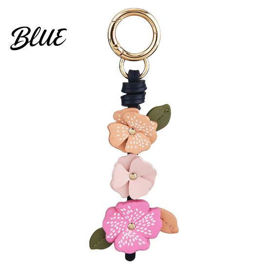 Commuting Dating Accessory Keychain Pendant Imitation Leather Camellia Design Key A
