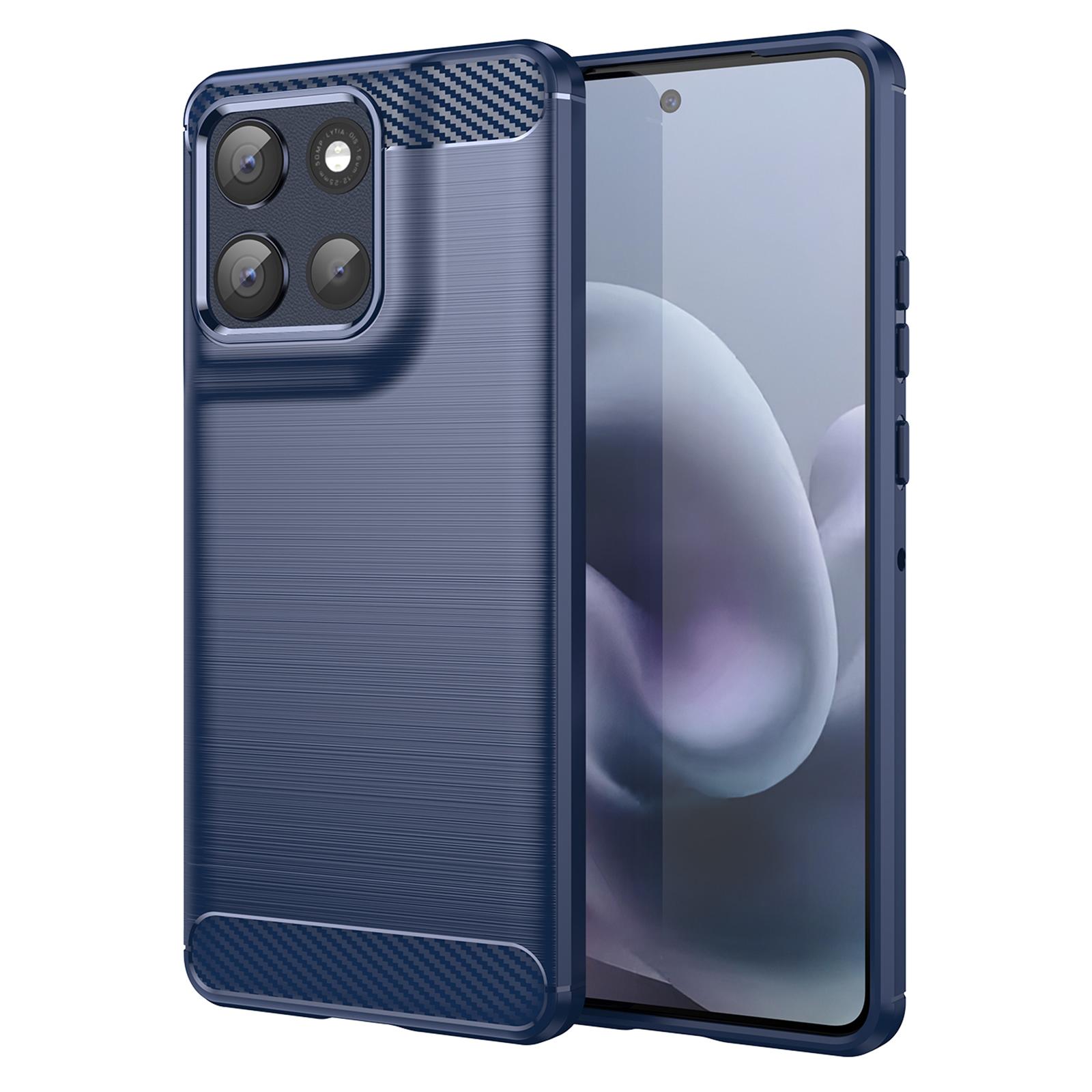 

Для Motorola Moto G100 Pro 5G/G86 5G Чехол Защитная накладка для телефона Текстура углеволокна Матовый Blue