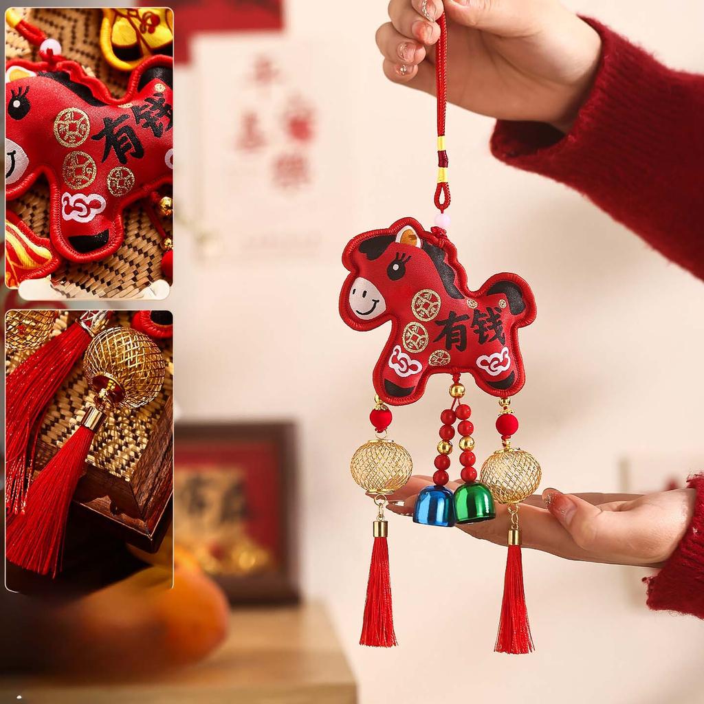 Traditional Spring Festival Pendant 2026 Year of the Horse Lucky for Pony Hanging Fabric Decoration for Home Door and Window