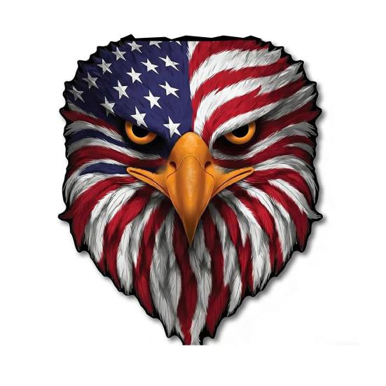 Reflective Eagle Eyes USA Flag Decal Patriotic Car Sticker with 3D Effect High-Visibility Day & Night Weatherproof Vinyl for Auto Truck SUV A