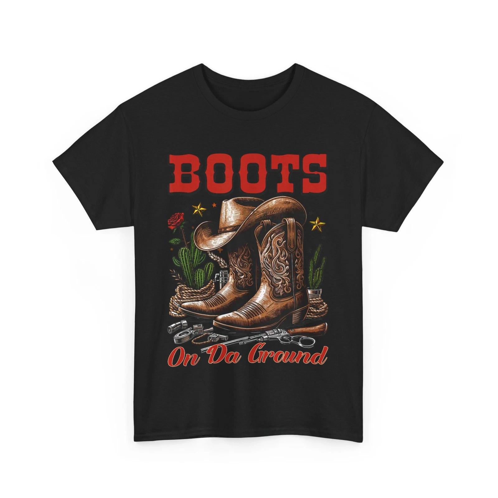 Cowboy Cowgirl T shirt, Boots on the Ground Western Women Men T shirt L