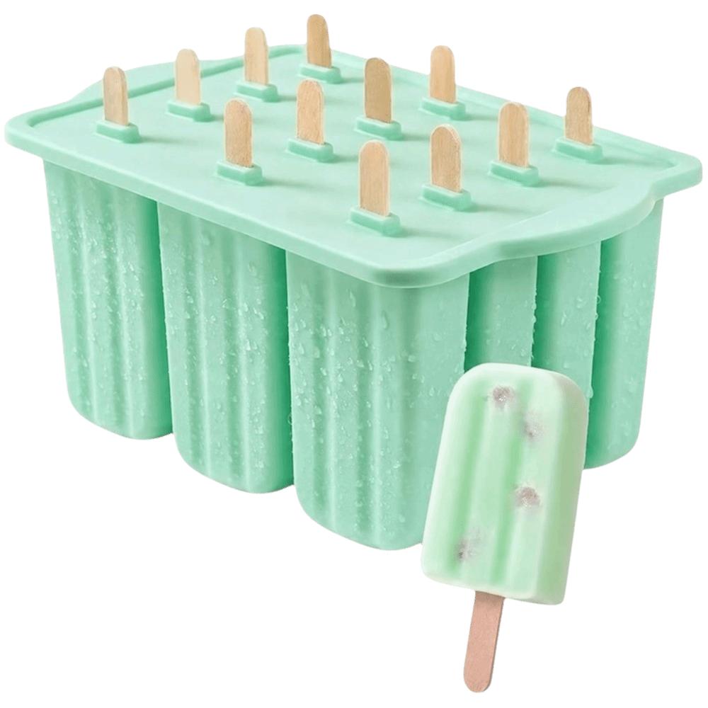 Silicone Silicone Ice Cream Molds 12 Grids with Lid Popsicle Molds with Sticks Easy-Release DIY Ice Cream Molds DIY Frozen Snack