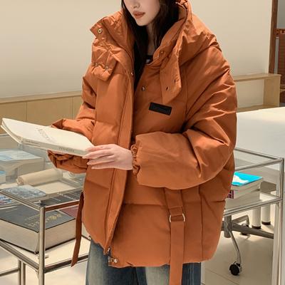 França Elegante Down Algodão Jaqueta Curta Mulheres Coreano Moda Solto Quente Sólido Casaco Inverno Novo High Street Bolsos Jaquetas