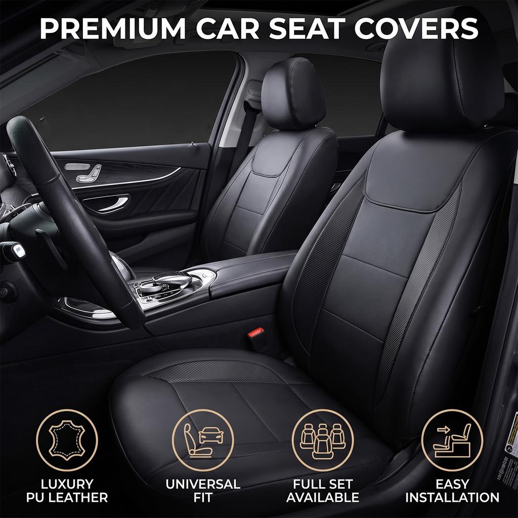 Universal Car Seat Covers, PU Leather Seat Protectors, All Season Auto Seat Covers 5 Seats