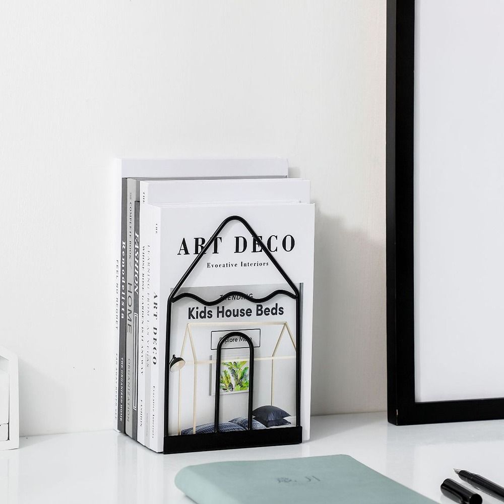 Sturdy Simple Book Stand Anti-slip Desktop Bookshelf Nordic Style Magazine Storage Rack  Letters