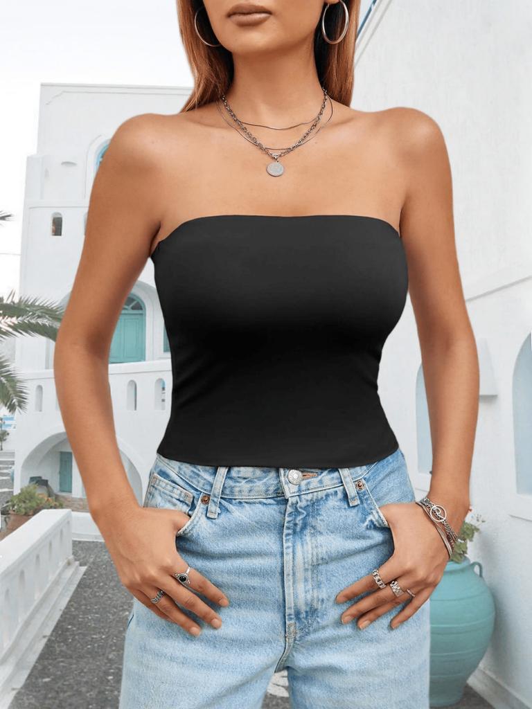 Women's Strapless Tube Top Stretchy Y2K Clubwear Basic Cami