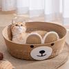 Rattan Rope Cat Bed 4 Season Universal Cute Bear Model Kitten Sleeping Nest for Pet Supplies