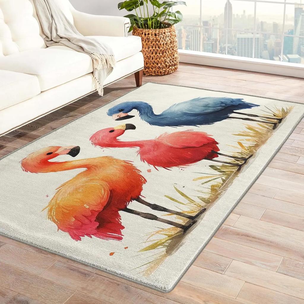 Watercolor Flamingo Tropical Floral Leaves Bath Mats Non-Slip Microfiber Soft Plush Doormat Decor Bathroom Rugs for Bedroom Mat