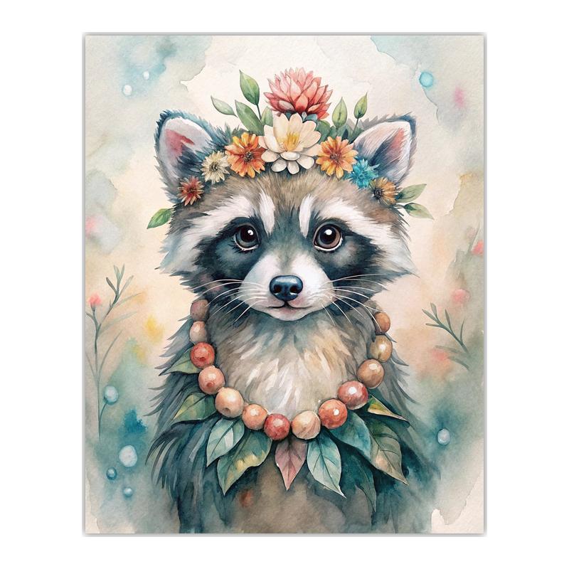 Animal Wall Art, Floral Wreath Canvas Print, Cute Forest Creature Nursery Poster Prints for Kids Bedroom Home Decor