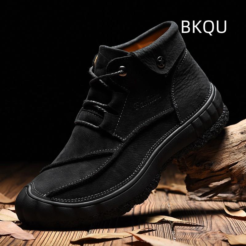 

Мужские кожаные ботинки большого размера, нескользящая платформа с высоким берцем, уличная износостойкая дышащая удобная обувь, весенне-осенняя основная обувь