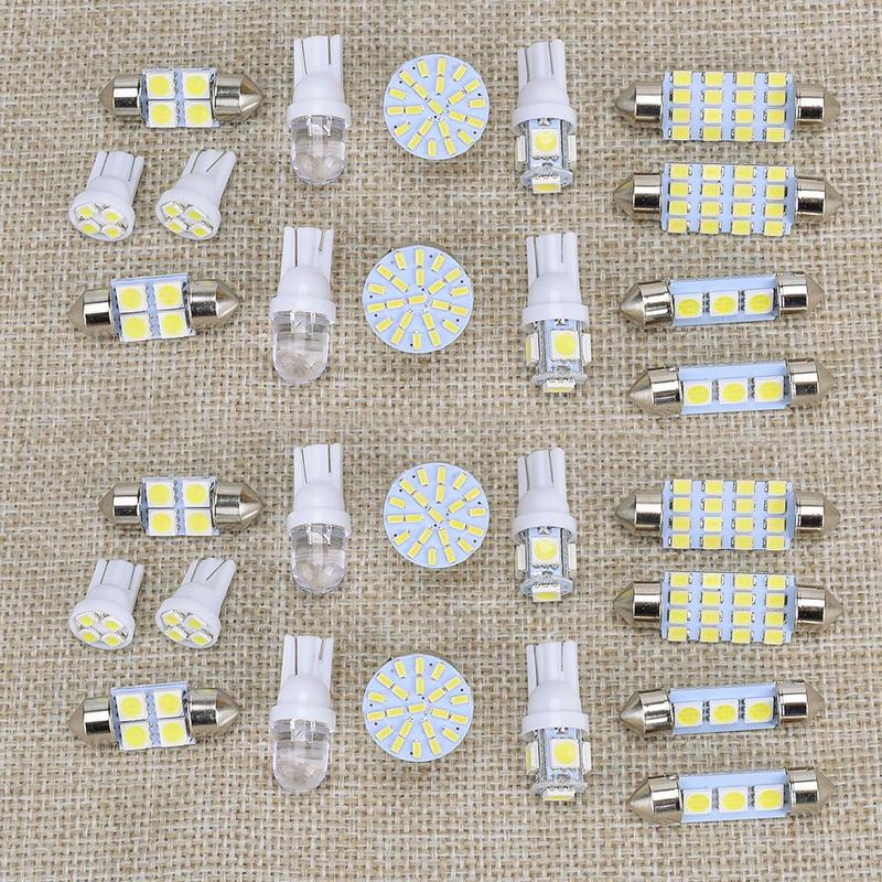Universal 28Pcs Car Truck Interior Front Rear White LED Bulb Kit For Dome Map Door Glove Box License Plate Brake Lamp Light