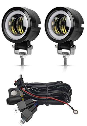 [CFT TIME] Universal fog lamp with daytime running lights, work lights, auxiliary lights, 12V 24V, for cars, motorcycles, with harness (20)