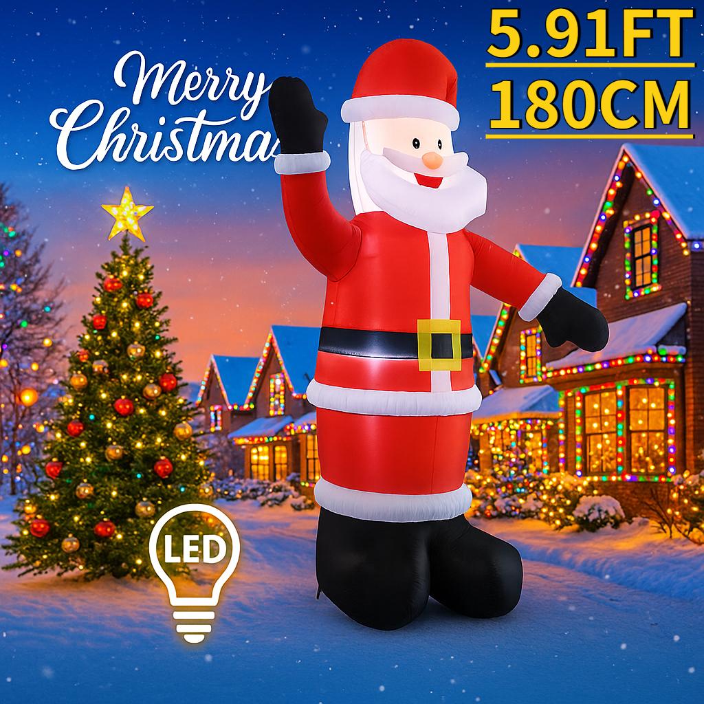 

5.91FT Christmas Inflatable Toys with LED Lights Santa Claus Supplies Home Decoration Ornaments Gifts Xmas Yard Decorations EU