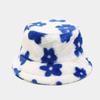 Plush Flower Embroidered Fisherman Hat With Wide Brim For Outdoor Winter And Spring Use