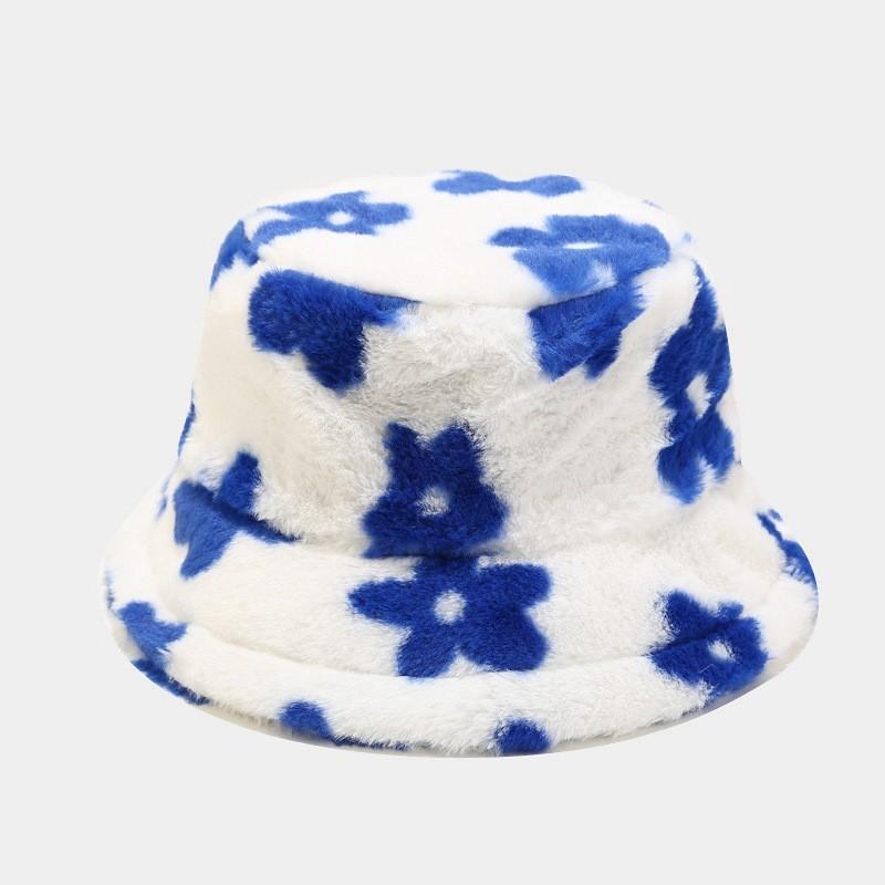 Plush Flower Embroidered Fisherman Hat With Wide Brim For Outdoor Winter And Spring Use