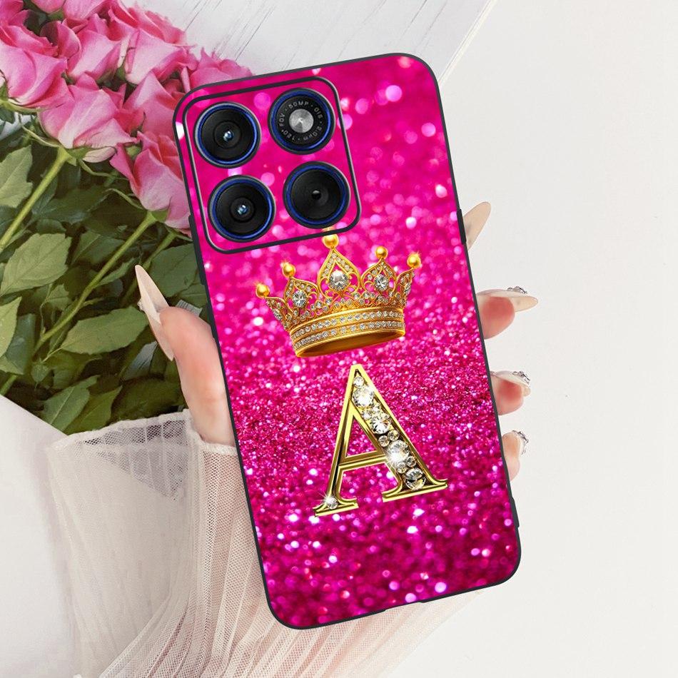 For Motorola Edge 70 Fashion Crown Letter Phone Case For Motorola Moto X70 Air Edge70 5G XT2601-2 Black Silicone Soft Cases