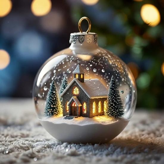 Juleanheng Scenekule Festlig Atmosfære Dekorasjon med Hus Inni Dekorativt Ornament