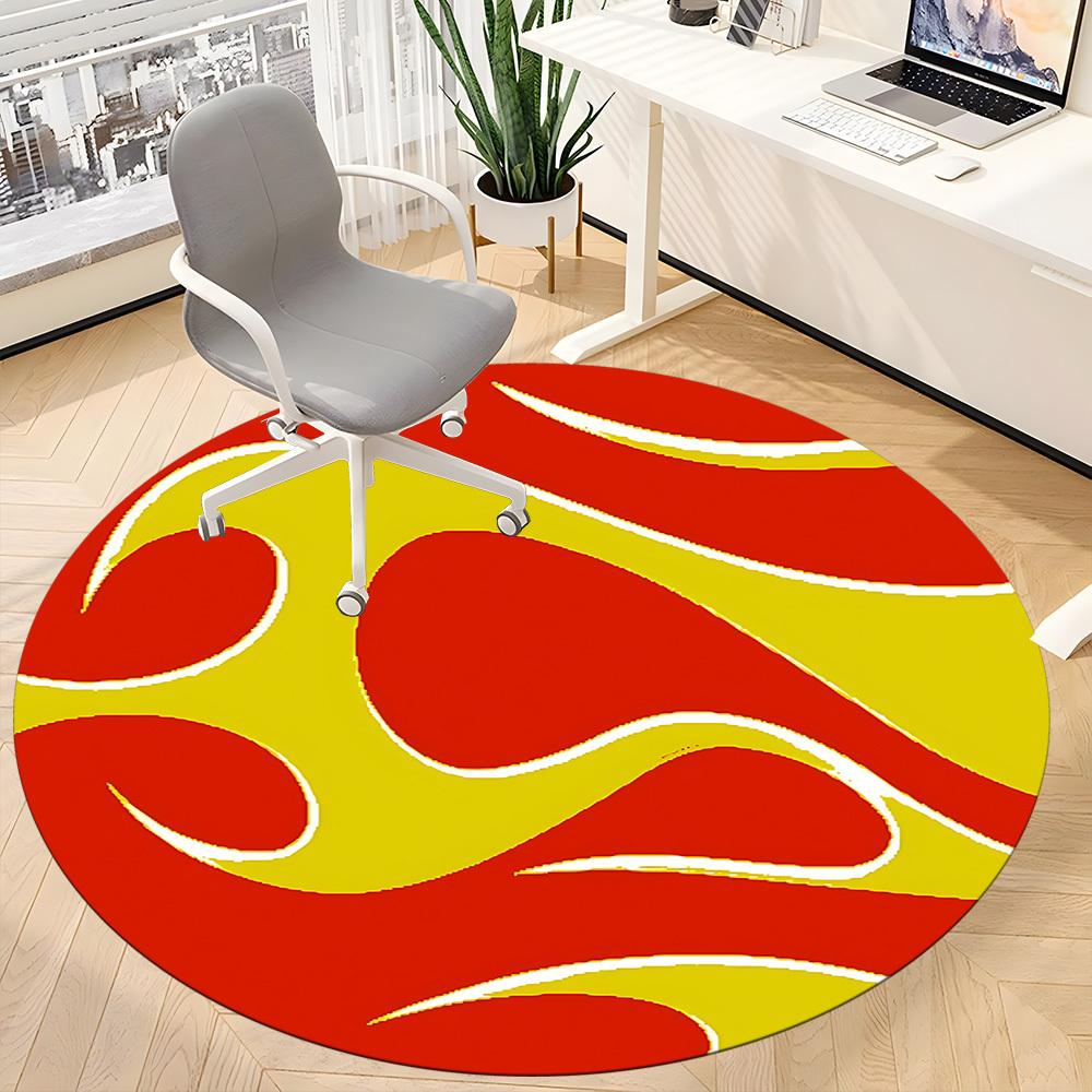 1pc Flame Wave Office Round Area Rug,  Mat Suitable For Office, Under Office Chairs Bedroom Living Room Home Decor, Room Deco