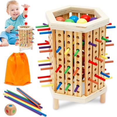 Baby Montessori Sensory Fine Motor Skills Toy Color Cognitive Learning Counting Sticks Game Educational Kids Balance Wooden Toys