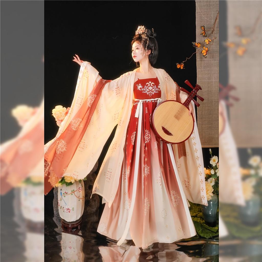 Китайский стиль династии Тан, платье HE ZI, женский костюм Hanfu, повседневный костюм с вышивкой