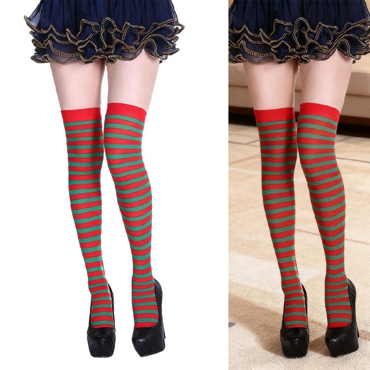 Damen Ringel Oberschenkelhohe Socken Über Knie Strumpfhosen Mehrfarbige Ringel Lange Strümpfe Weihnachten Halloween Cosplay Strumpfwaren