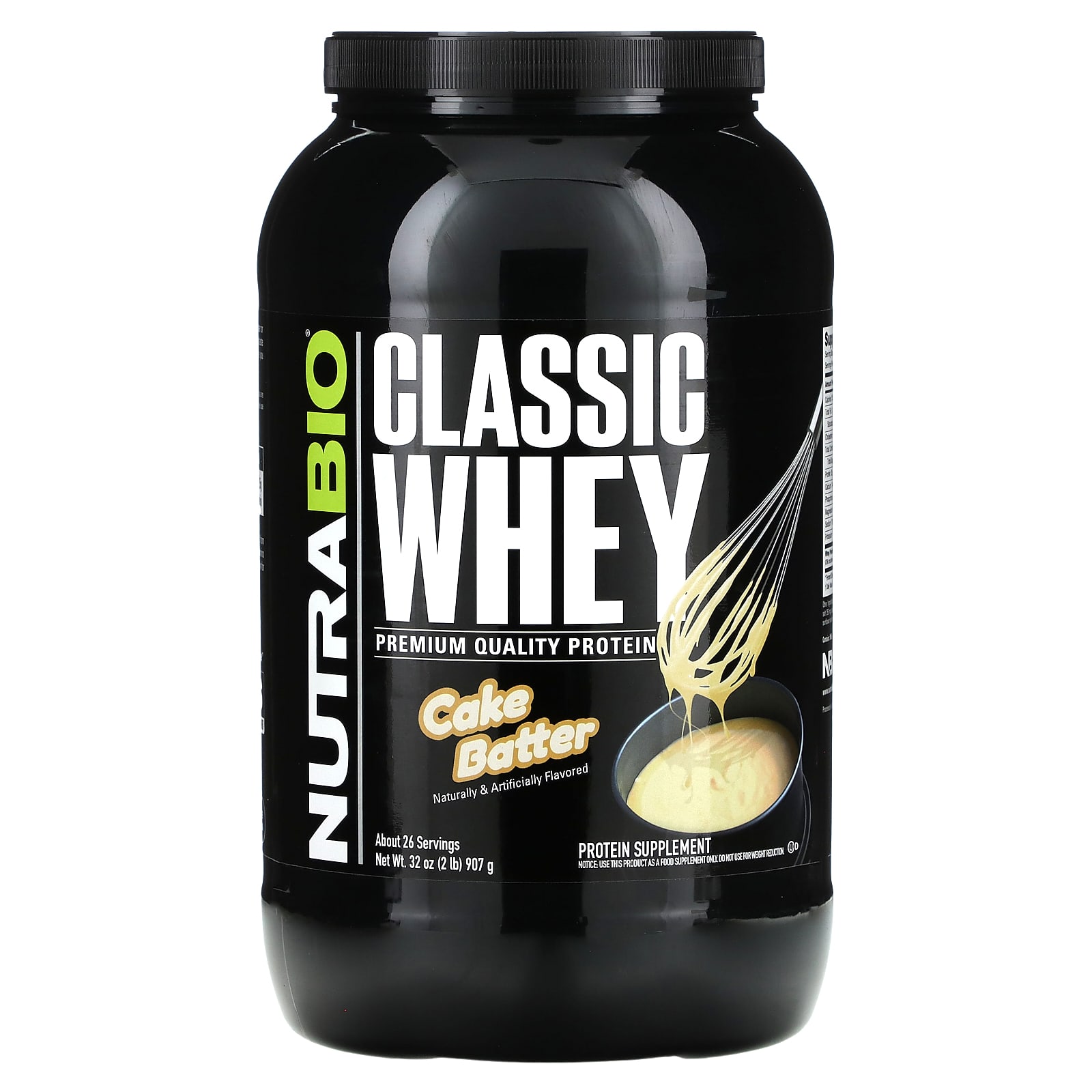 

NutraBio, Classic Whey Protein, Cake Batter, 2 lb (907 g)