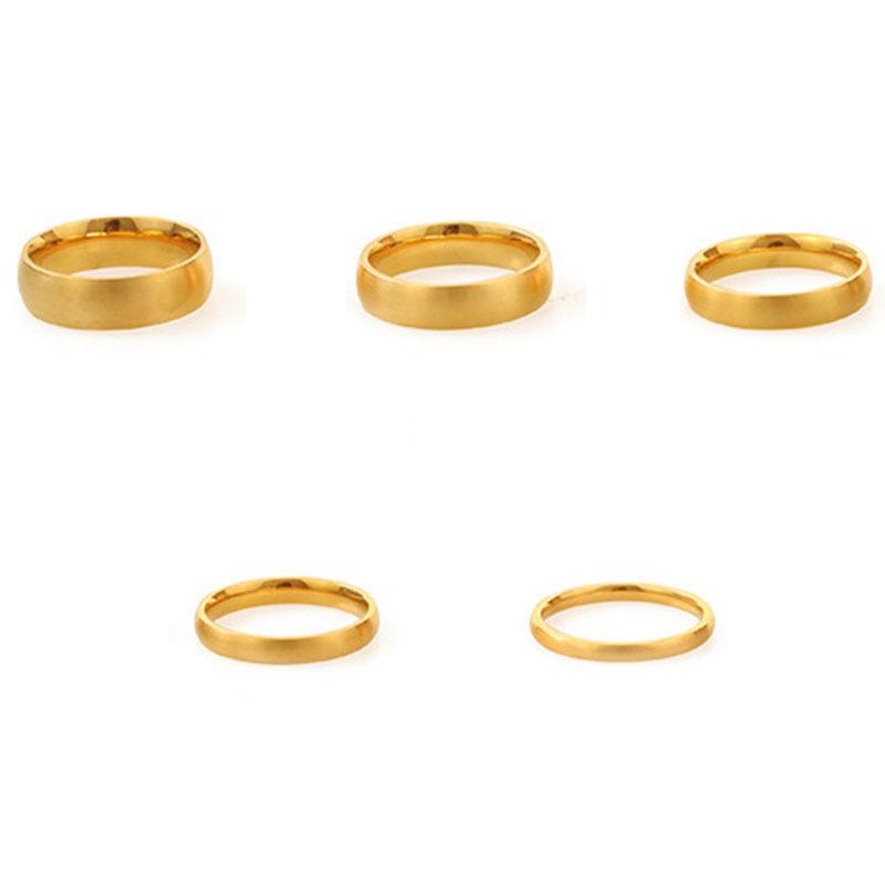 Brushed Titanium Steel Women's Ring with 18K Gold Accents - Modern Cold Style for Couples