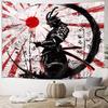 iTapnoom Japanese Samurai Art Decor Tapestry Wall Hanging for Bedroom, Cool Anime Red and Black Sun Moon Poster Wall Art