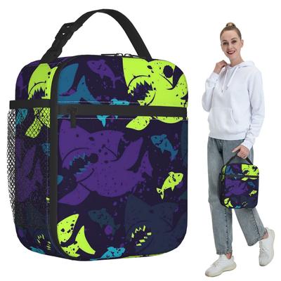 Cartoon Weißer Hai Isoliert Lunchtasche für Damen Büro Kühlbox Thermisch Essensbox Tragetasche Tragbare Lunchboxen Behälter