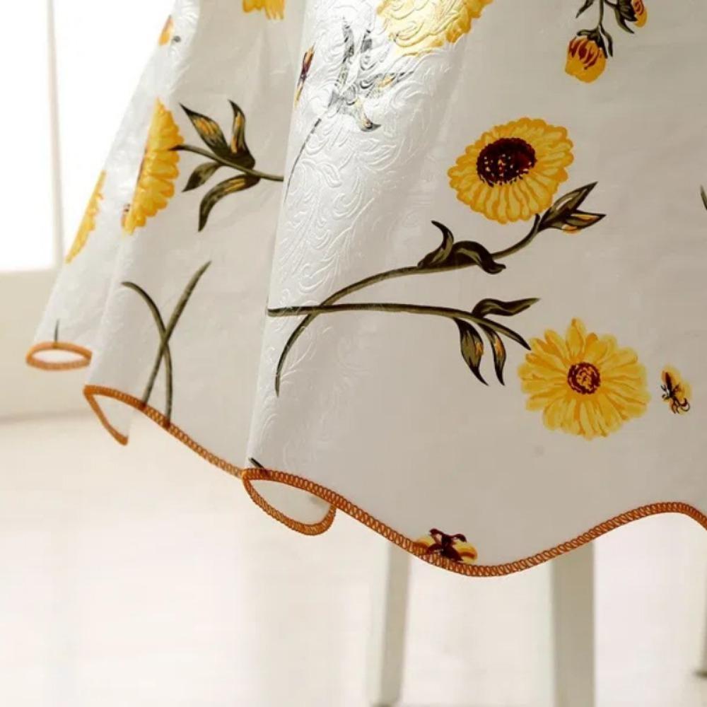 New 150cm Cushion Waterproof Round Flower Tablecloth Washable Oil Resistant Tea Cloth Hotel Restaurant