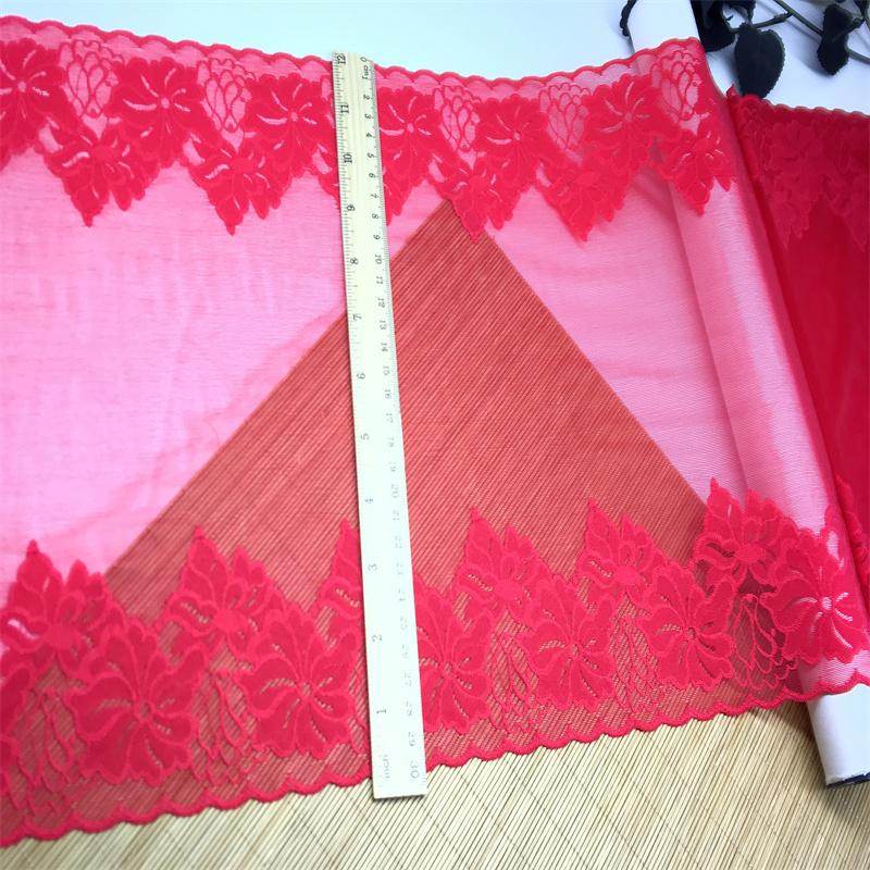 30cm wide Red Elastic Lace, Spandex Sewing Lace Fabric for Lingerie, Bra, Underwear, Garment, Crafting