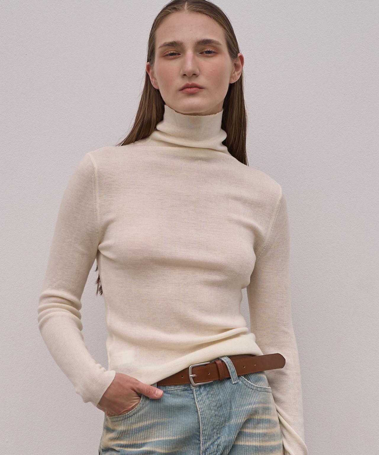 Eliotti Turtle Neck Knit Ts_5Color White Melange/Free