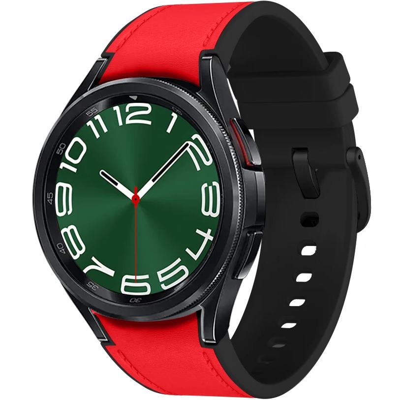 Leather Strap for Samsung Galaxy Watch 4/5/6/7/FE 40/42/43/44/45/46/47mm, Red