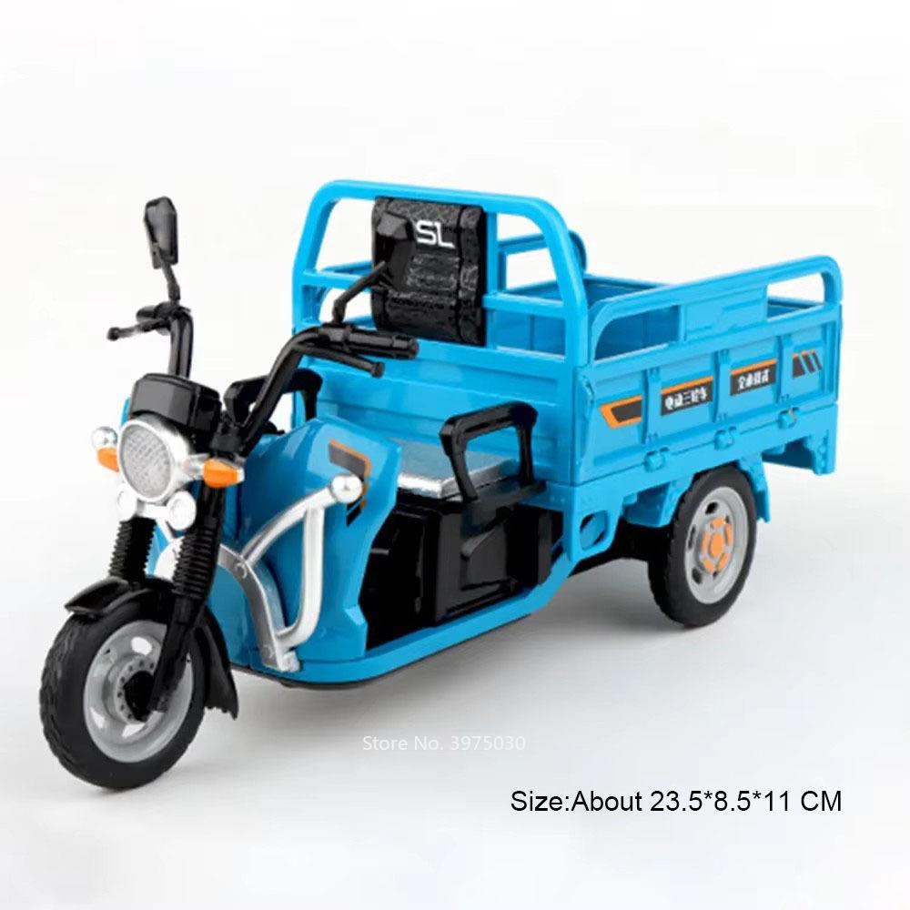 1:12 Alloy Diecast Tricycles Cars Miniature Models Toys Wheel Steering With Sound Music 3 Wheeled Motorcycles Toddler Kids Gifts
