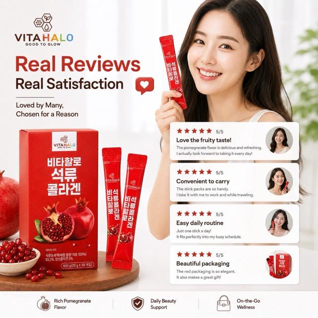VITAHALO Granatapfel Kollagen Gelee Stick 20g 30 Stück