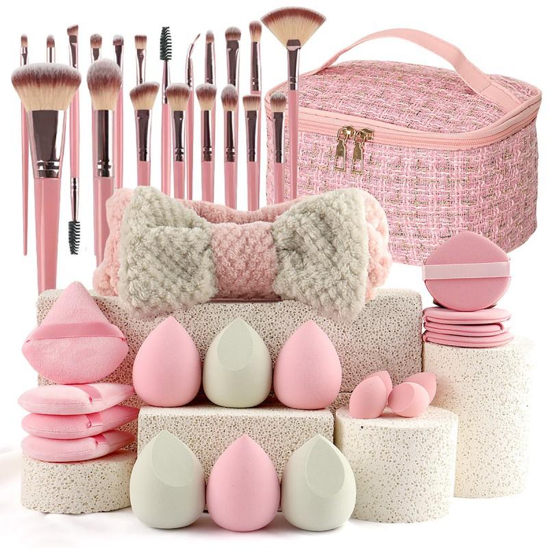67pcs Coffee Makeup Brushes Sponges Set Beauty Tools Daily