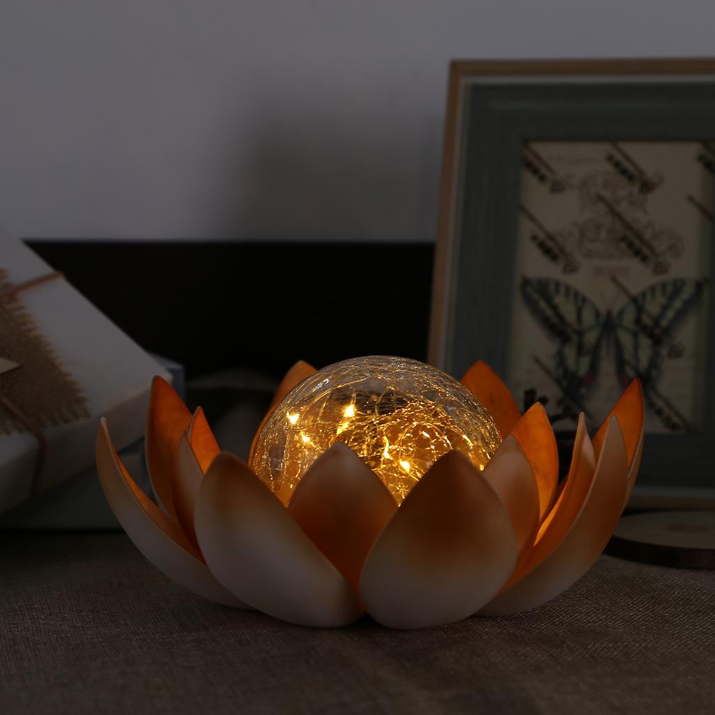 LED Solar Lotus Light Crack Glass Balls Flowers Lamp Outdoor Garden Lawn Yard Arts Ornament Garden Decoration