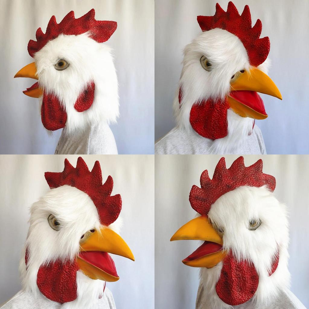 Funny Animal Latex Chicken Mask With Plush Headgear For Halloween Cosplay And Costume Parties