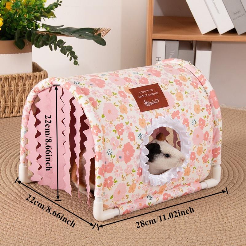 

Hamster Shelter Small Rabbit/Dutch Pig/Guinea Pig Triangle Tassel Shelter Small Animal Cage Decoration Small Pet Nest Decoration розовый