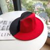 New double-color black and red woolen felt hat, European, American autumn and winter party fashion flat-brimmed jazz top hat sample